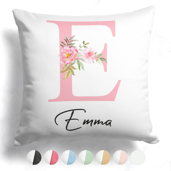 Cojín bicolor personalizado con monograma - Letra E