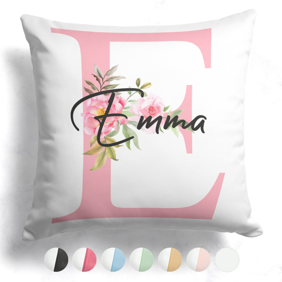 Cojín bicolor personalizado con monograma - Letra E