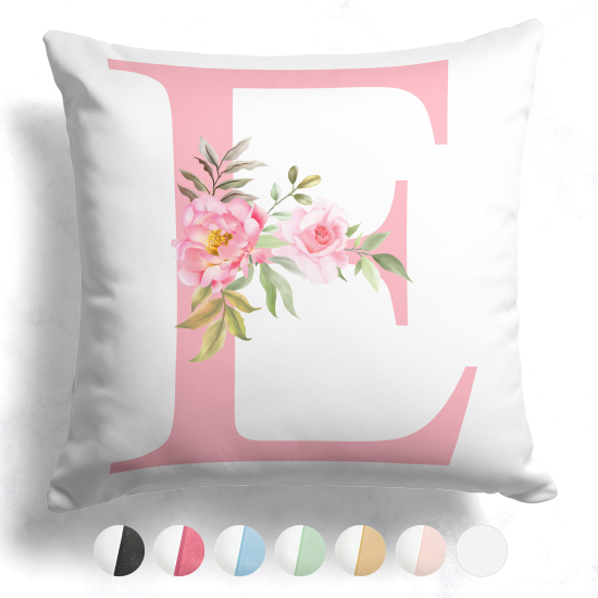 Cojín bicolor personalizado con monograma - Letra E