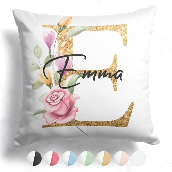 Cojín bicolor personalizado con monograma - Letra E