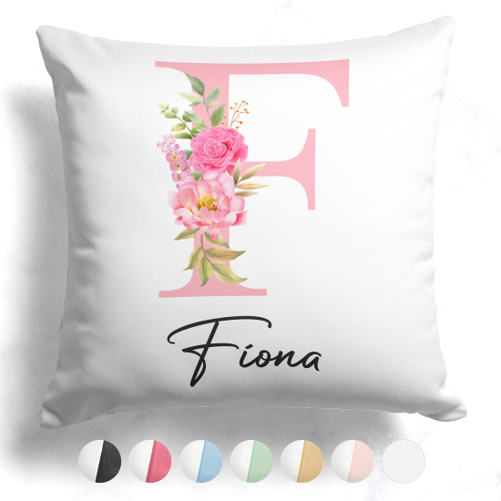 Cojín bicolor personalizado con monograma - Letra F