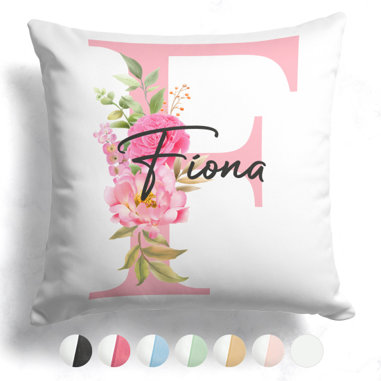 Cojín bicolor personalizado con monograma - Letra F