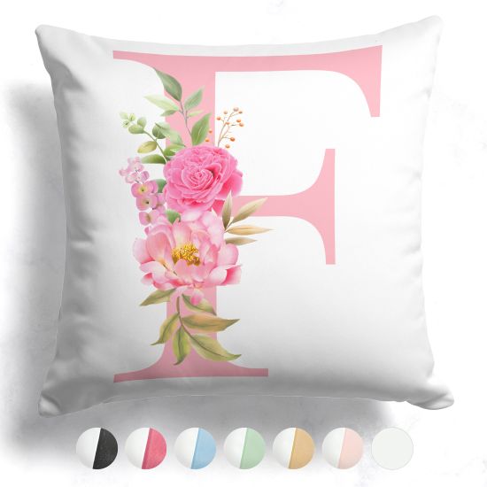 Cojín bicolor personalizado con monograma - Letra F