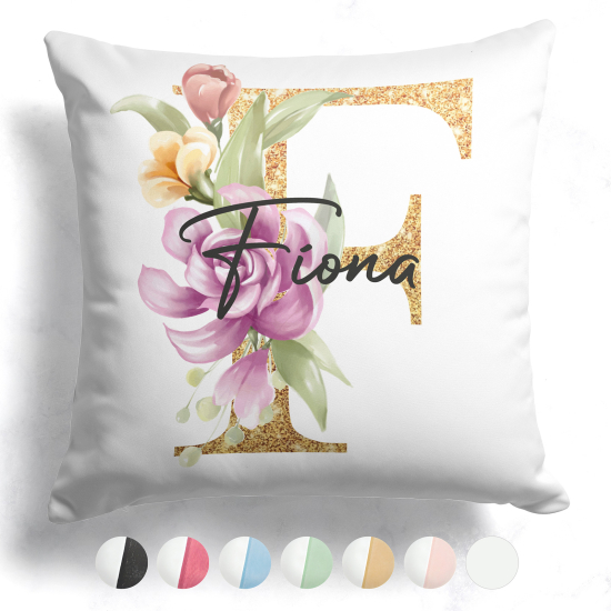 Cojín bicolor personalizado con monograma - Letra F