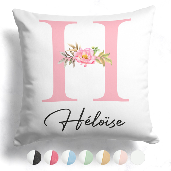 Cojín bicolor personalizado con monograma - Letra H