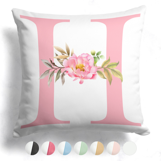 Cojín bicolor personalizado con monograma - Letra H
