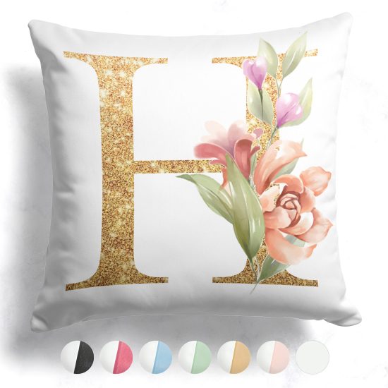 Cojín bicolor personalizado con monograma - Letra H