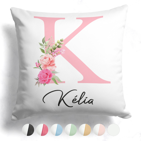 Cojín bicolor personalizado con monograma - Letra K