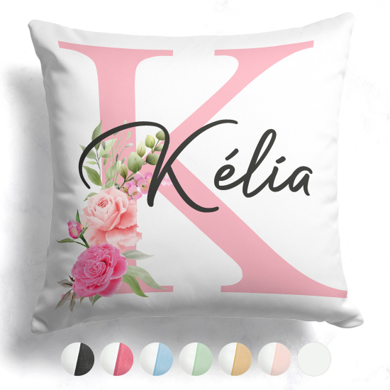 Cojín bicolor personalizado con monograma - Letra K