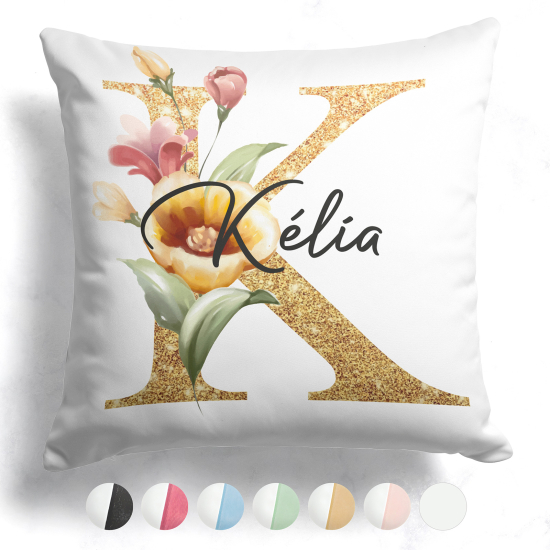 Cojín bicolor personalizado con monograma - Letra K