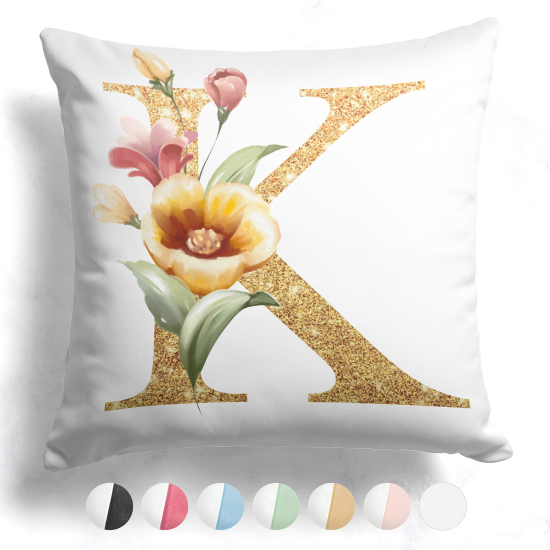 Cojín bicolor personalizado con monograma - Letra K