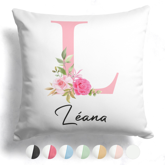 Cojín bicolor personalizado con monograma - Letra L