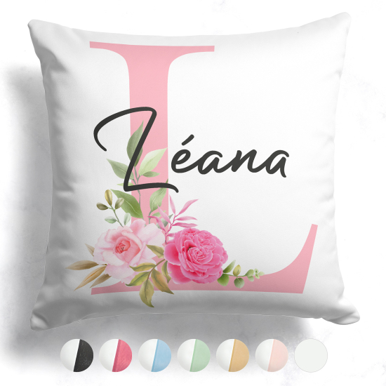 Cojín bicolor personalizado con monograma - Letra L
