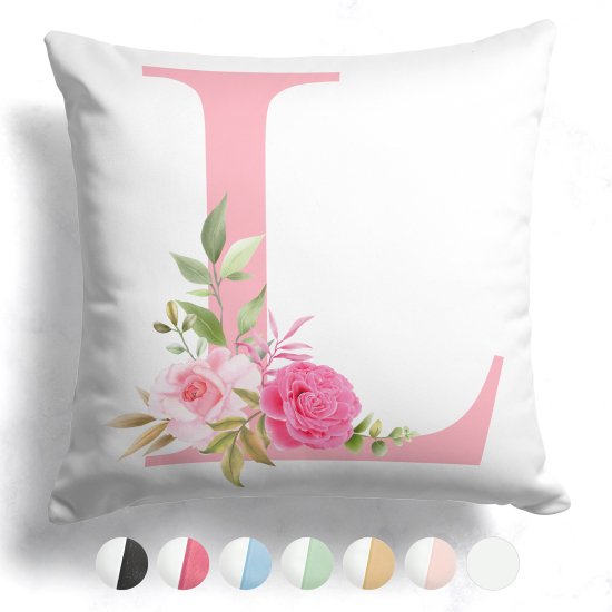 Cojín bicolor personalizado con monograma - Letra L