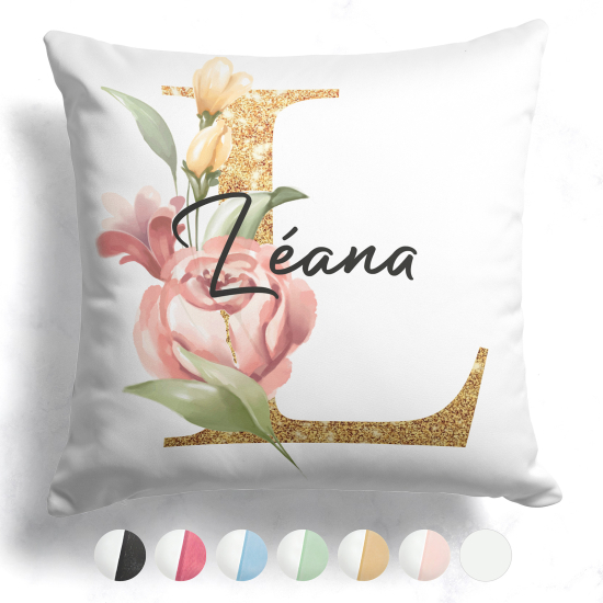 Cojín bicolor personalizado con monograma - Letra L
