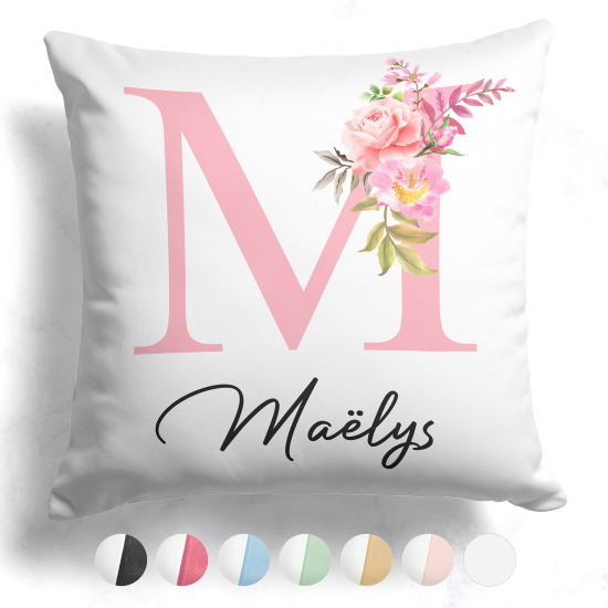 Cojín bicolor personalizado con monograma - Letra M