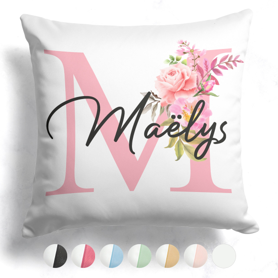 Cojín bicolor personalizado con monograma - Letra M
