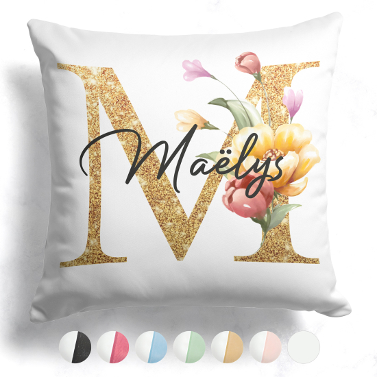 Cojín bicolor personalizado con monograma - Letra M