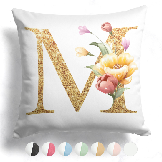 Cojín bicolor personalizado con monograma - Letra M