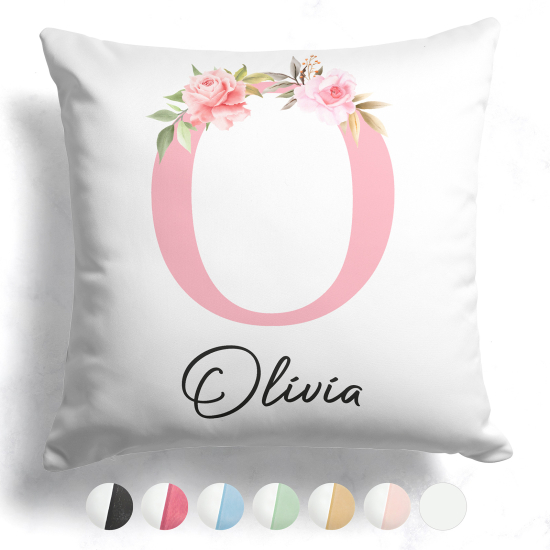 Cojín bicolor personalizado con monograma - Letra O