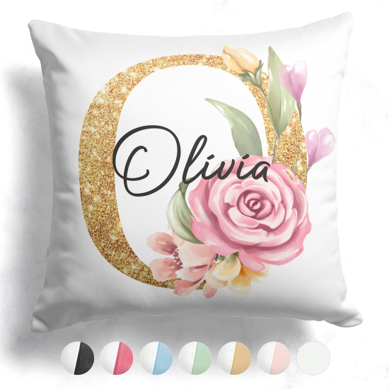 Cojín bicolor personalizado con monograma - Letra O