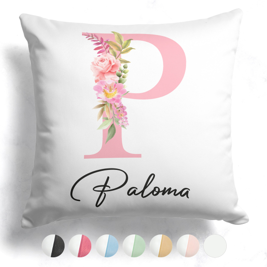 Cojín bicolor personalizado con monograma - Letra P