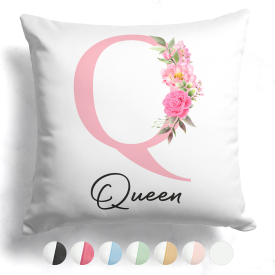 Cojín bicolor personalizado con monograma - Letra Q