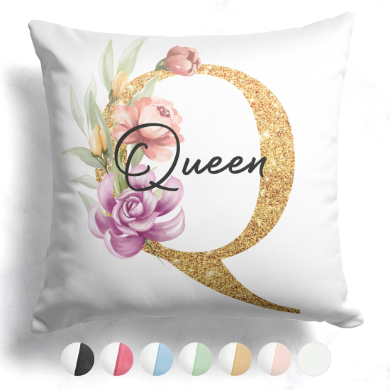 Cojín bicolor personalizado con monograma - Letra Q