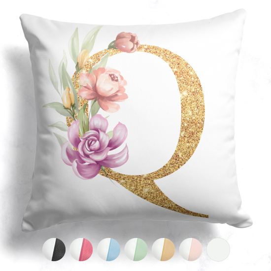 Cojín bicolor personalizado con monograma - Letra Q