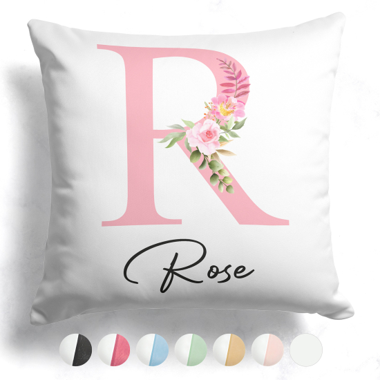 Cojín bicolor personalizado con monograma - Letra R
