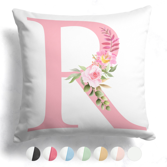 Cojín bicolor personalizado con monograma - Letra R