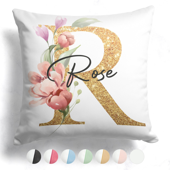 Cojín bicolor personalizado con monograma - Letra R