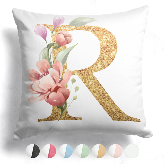 Cojín bicolor personalizado con monograma - Letra R