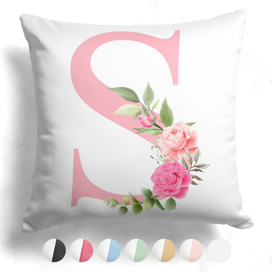 Cojín bicolor personalizado con monograma - Letra S