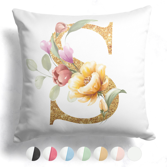 Cojín bicolor personalizado con monograma - Letra S