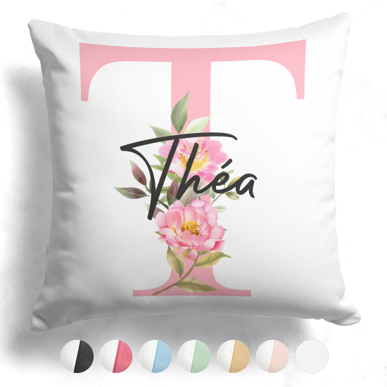Cojín bicolor personalizado con monograma - Letra T