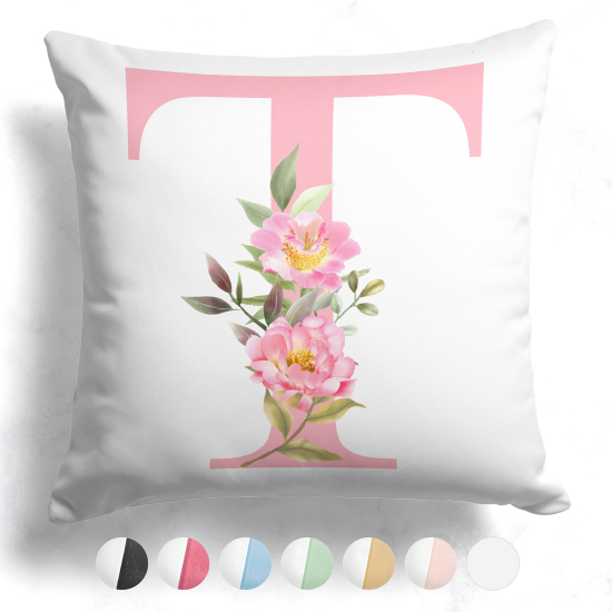 Cojín bicolor personalizado con monograma - Letra T