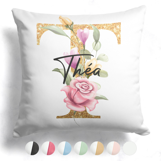 Cojín bicolor personalizado con monograma - Letra T