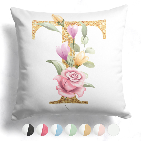 Cojín bicolor personalizado con monograma - Letra T