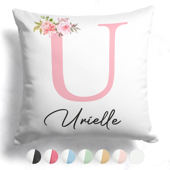 Cojín bicolor personalizado con monograma - Letra U
