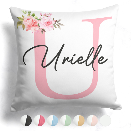 Cojín bicolor personalizado con monograma - Letra U