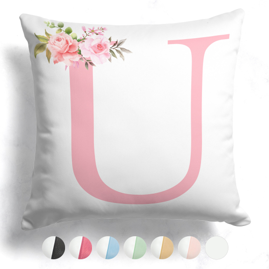Cojín bicolor personalizado con monograma - Letra U