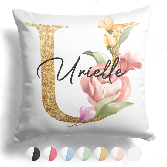 Cojín bicolor personalizado con monograma - Letra U