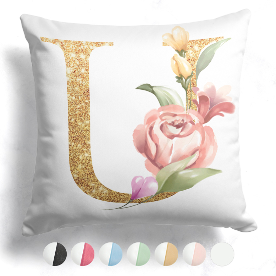 Cojín bicolor personalizado con monograma - Letra U