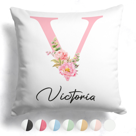 Cojín bicolor personalizado con monograma - Letra V