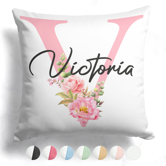 Cojín bicolor personalizado con monograma - Letra V
