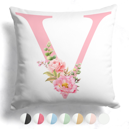 Cojín bicolor personalizado con monograma - Letra V