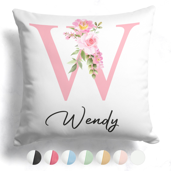 Cojín bicolor personalizado con monograma - Letra W