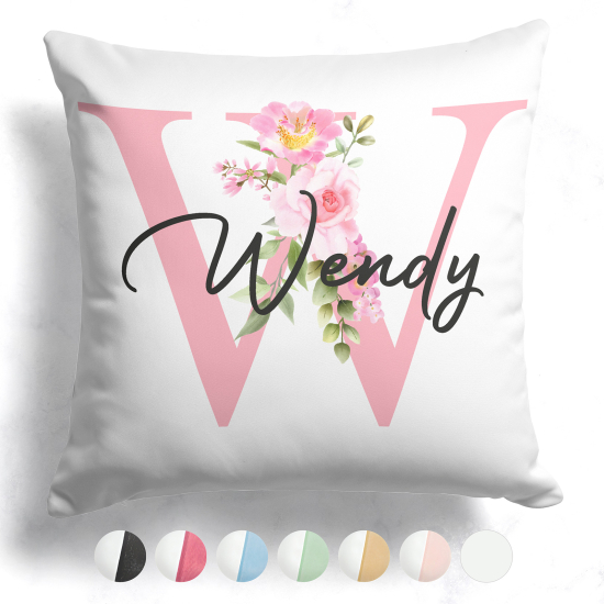 Cojín bicolor personalizado con monograma - Letra W