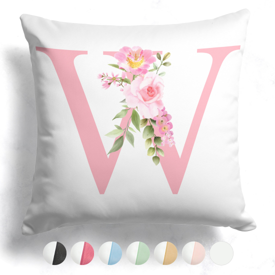 Cojín bicolor personalizado con monograma - Letra W